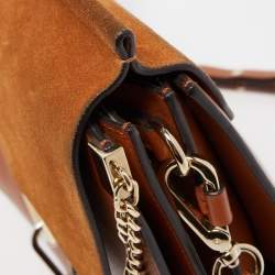مملوكة مسبقًا Chloe Brown Leather and Suede Medium Faye Shoulder Bag