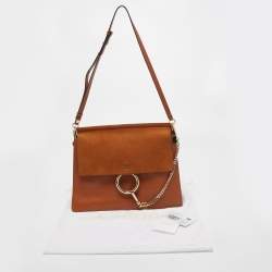 مملوكة مسبقًا Chloe Brown Leather and Suede Medium Faye Shoulder Bag