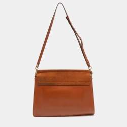 مملوكة مسبقًا Chloe Brown Leather and Suede Medium Faye Shoulder Bag