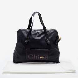 Chloe Black Leather Zip Weekender Bag