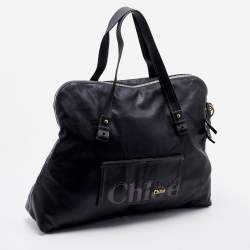 Chloe Black Leather Zip Weekender Bag