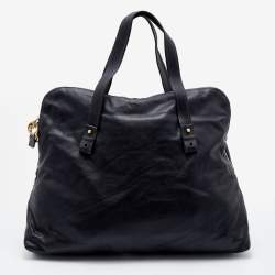 Chloe Black Leather Zip Weekender Bag
