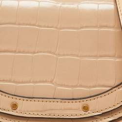 Chloe Beige Croc Embossed Leather Nile Minaudiere Crossbody Bag