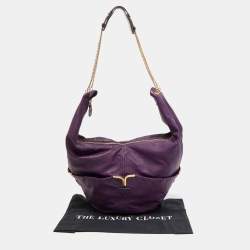 Chloe Purple Leather Milton Triple Chain Hobo