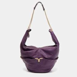 Chloe Purple Leather Milton Triple Chain Hobo