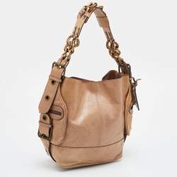 Chloe Beige Leather Large Chain Detail Hobo