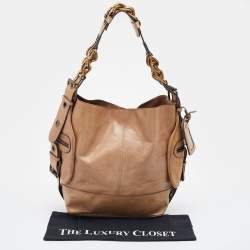 Chloe Beige Leather Large Chain Detail Hobo