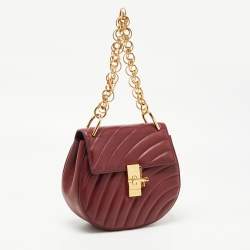 Pre Owned Chloe Burgundy Leather Medium Drew Bijou Shoulder Bag