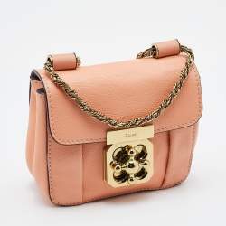 Chloe Peach Leather Mini Elsie Crossbody Bag