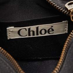 Chloe Black Canvas Embellished Crescent Hobo
