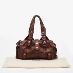 Pre Owned Chloe Brown Python and Leather Silverado Satchel