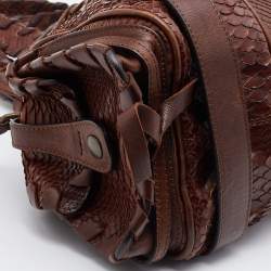 Pre Owned Chloe Brown Python and Leather Silverado Satchel