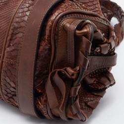 Pre Owned Chloe Brown Python and Leather Silverado Satchel