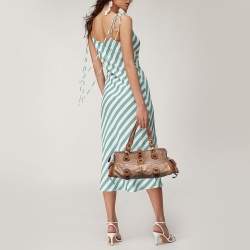 Pre Owned Chloe Brown/Bronze Python and Leather Silverado Satchel