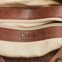 Pre Owned Chloe Brown/Bronze Python and Leather Silverado Satchel