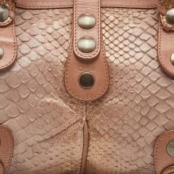 Pre Owned Chloe Brown/Bronze Python and Leather Silverado Satchel