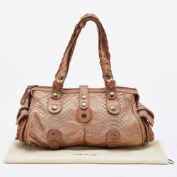 Pre Owned Chloe Brown/Bronze Python and Leather Silverado Satchel