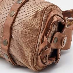 Pre Owned Chloe Brown/Bronze Python and Leather Silverado Satchel