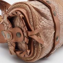 Pre Owned Chloe Brown/Bronze Python and Leather Silverado Satchel
