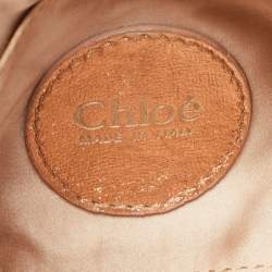 Pre Owned Chloe Old Rose/Metallic Fabric and Leather Embellished Crescent Hobo
