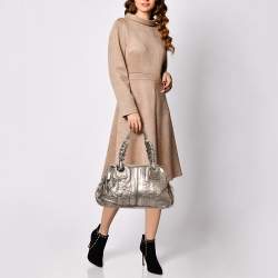 Pre Owned Chloe Metallic Gold Textured Leather Heloise Satchel