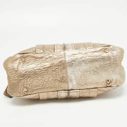 Pre Owned Chloe Metallic Gold Textured Leather Heloise Satchel