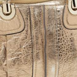 Pre Owned Chloe Metallic Gold Textured Leather Heloise Satchel