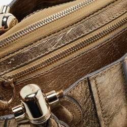 Pre Owned Chloe Metallic Gold Textured Leather Heloise Satchel