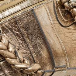 Pre Owned Chloe Metallic Gold Textured Leather Heloise Satchel