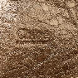Pre Owned Chloe Metallic Gold Textured Leather Heloise Satchel