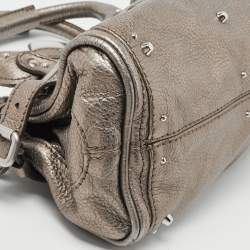 Pre Owned Chloe Metallic Grey Leather Mini Paddington Satchel
