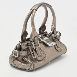 Pre Owned Chloe Metallic Grey Leather Mini Paddington Satchel