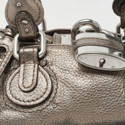 Pre Owned Chloe Metallic Grey Leather Mini Paddington Satchel