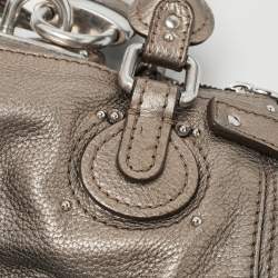 Pre Owned Chloe Metallic Grey Leather Mini Paddington Satchel
