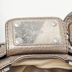 Pre Owned Chloe Metallic Grey Leather Mini Paddington Satchel