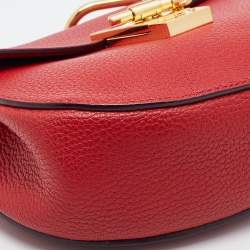 Chloe Red Leather Small Drew Chain Crossbody Bag