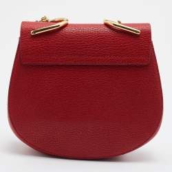 Chloe Red Leather Small Drew Chain Crossbody Bag
