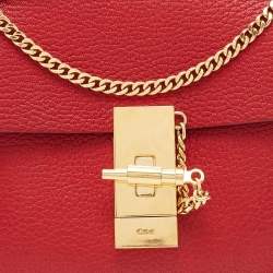 Chloe Red Leather Small Drew Chain Crossbody Bag