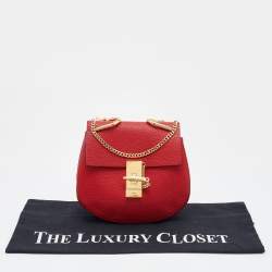 Chloe Red Leather Small Drew Chain Crossbody Bag