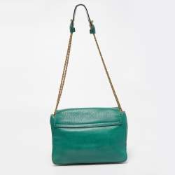 Pre Owned Chloe Green Leather Medium Sally Flap Shoulder Bag