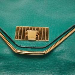 Pre Owned Chloe Green Leather Medium Sally Flap Shoulder Bag