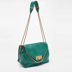 Pre Owned Chloe Green Leather Medium Sally Flap Shoulder Bag