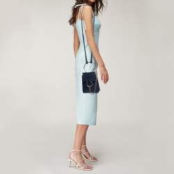 مملوكة مسبقًا Chloe Blue Leather and Suede Mini Faye Crossbody Bag