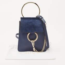 مملوكة مسبقًا Chloe Blue Leather and Suede Mini Faye Crossbody Bag