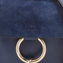 مملوكة مسبقًا Chloe Blue Leather and Suede Mini Faye Crossbody Bag