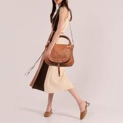 Pre Owned Chloe Brown Leather Medium Marcie Top Handle Bag
