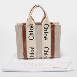 Chloe Brown/Beige Canvas and Leather Small Woody Tote