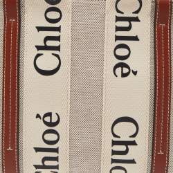 Chloe Brown/Beige Canvas and Leather Small Woody Tote