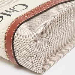 Chloe Brown/Beige Canvas and Leather Small Woody Tote