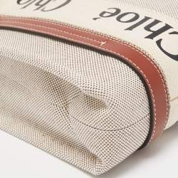 Chloe Brown/Beige Canvas and Leather Small Woody Tote
